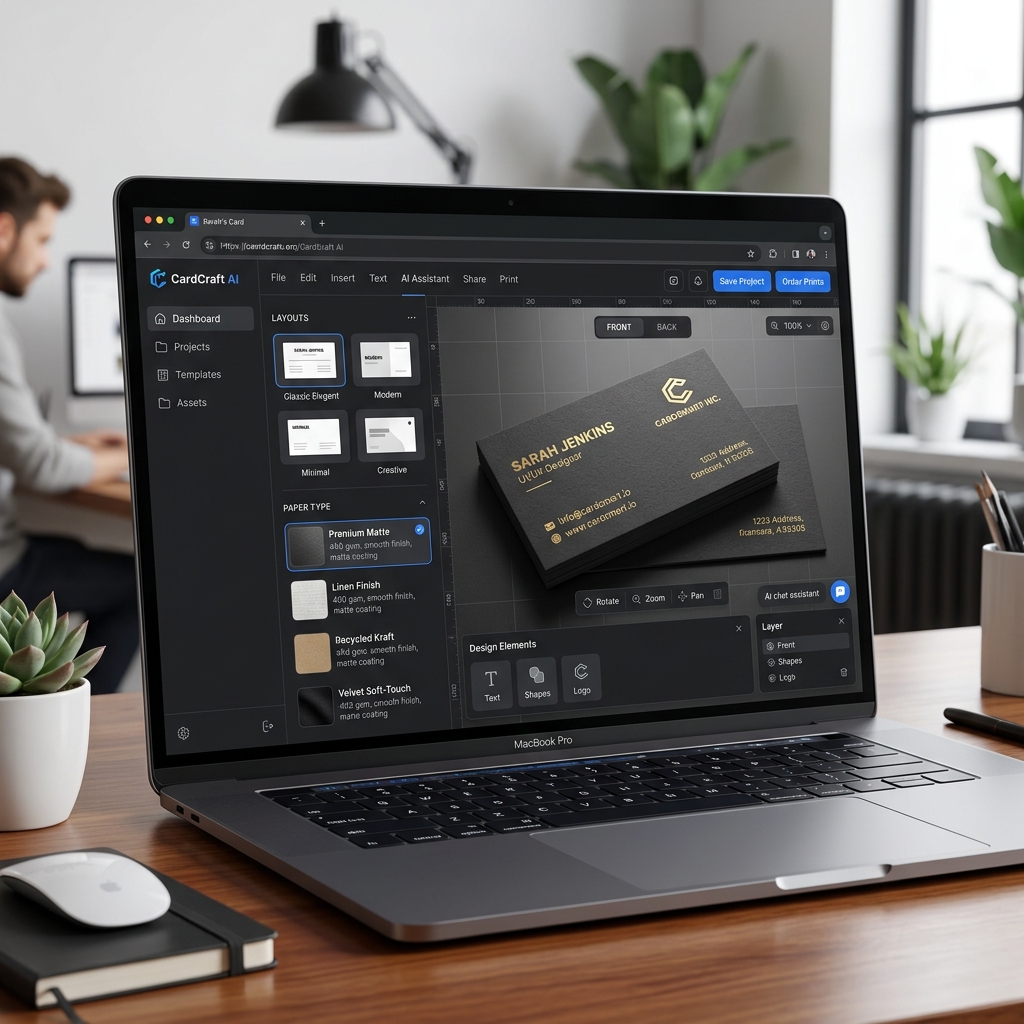 AI business card maker interface