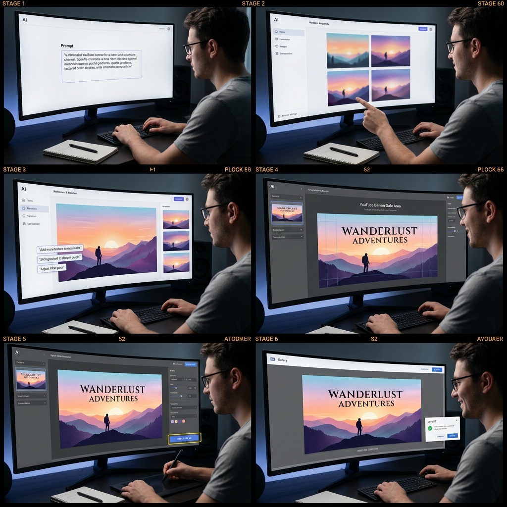 AI YouTube banner creation process